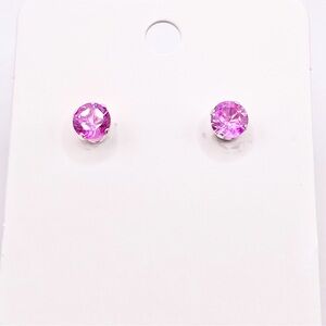 Pink Sapphire 925 Sterling Silver Stud Earrings